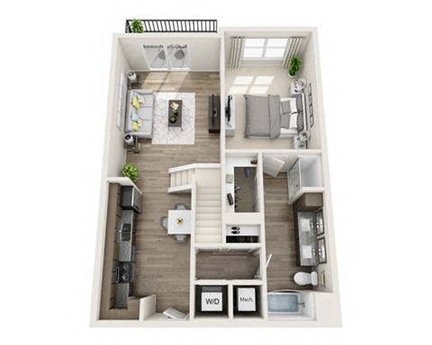 Floor plan for 2 beds, 2 baths, 1143 sqft