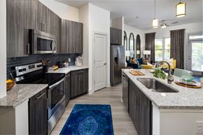 Charlotte apartment for rent - Gourmet Kitchen with Breakfast Bar and Pantry at The Flats at Ballantyne Apartments, Charlotte, 28277