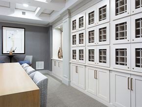 Raleigh apartment for rent - Wall of wine lockers at St Mary's Square North Apartments, North Carolina
