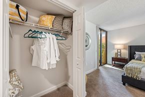 Miami Lakes apartment for rent - a bedroom with a closet and a bed and a mirror