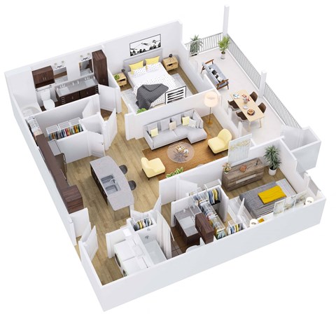 Floor plan for 2 beds, 2 baths, 1026 sqft