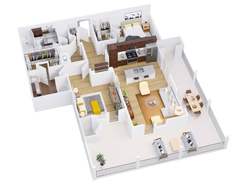 Floor plan for 2 beds, 2 baths, 1166 sqft