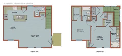 Floor plan for 2 beds, 2 baths, 1360 sqft