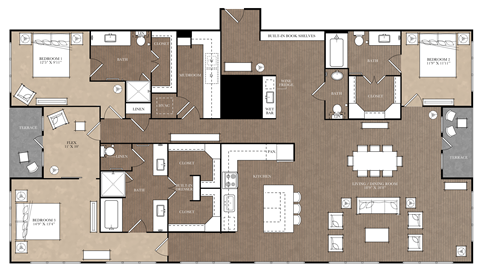 Floor plan for 3 beds, 3.5 baths, 2523 sqft