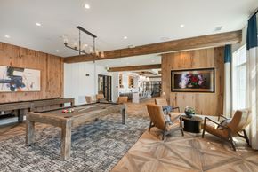 Huntersville apartment for rent - A room with a pool table and a painting on the wall.