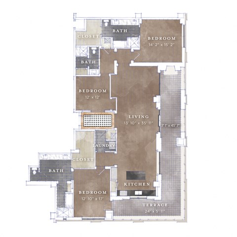Floor plan for 3 beds, 3 baths, 2353 sqft