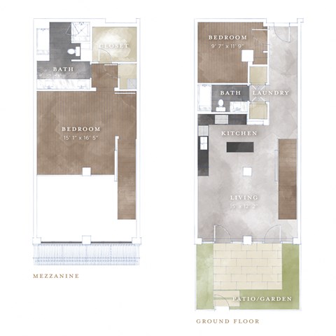 Floor plan for 2 beds, 2 baths, 1422 sqft