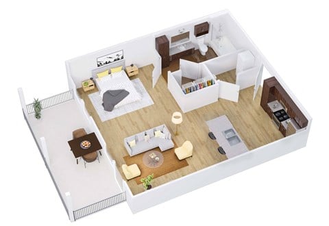 Floor plan for studio, 1 bath, 525 sqft