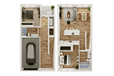 Floor plan for 2 beds, 2 baths, 1347 sqft