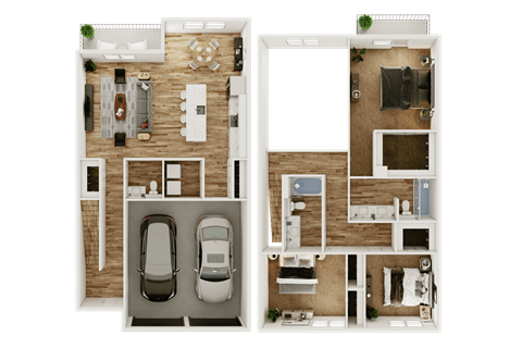 Floor plan for 3 beds, 2.5 baths, 1841 sqft