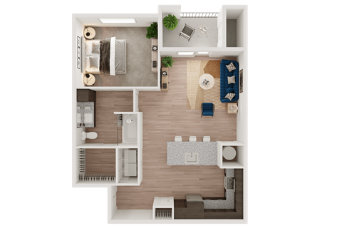 Floor plan for 1 bed, 1 bath, 820 sqft