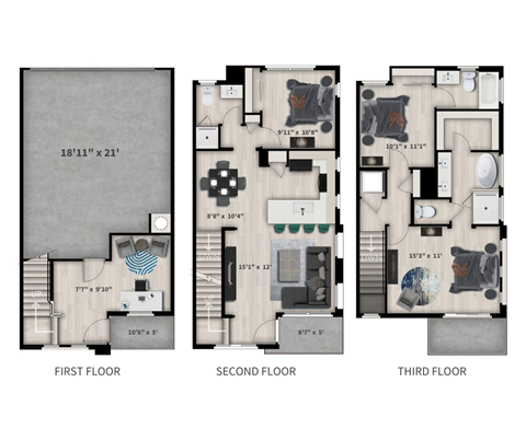 Floor plan for 3 beds, 3 baths, 1548 sqft