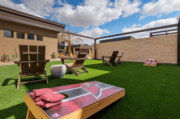 Pool cabanas and spacious grill zone
