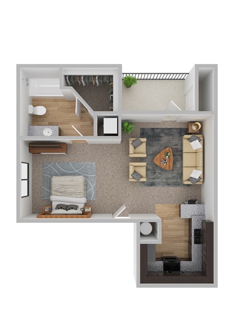 Floor plan for studio, 1 bath, 515 sqft