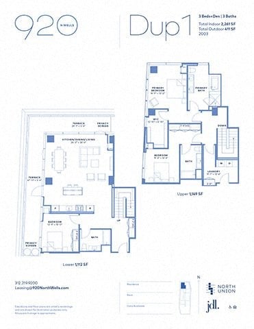 Floor plan for 3 beds, 3 baths, 2261 sqft