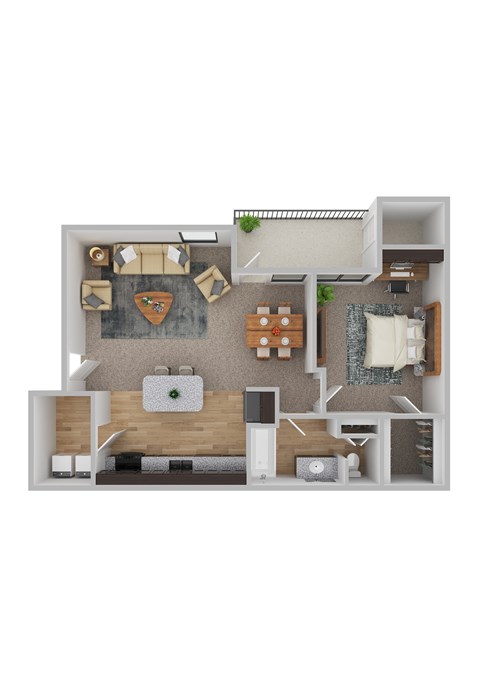 Floor plan for 1 bed, 1 bath, 776 sqft