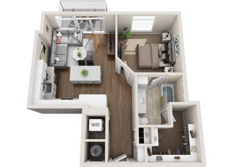 Floor plan for 1 bed, 1 bath, 781 sqft
