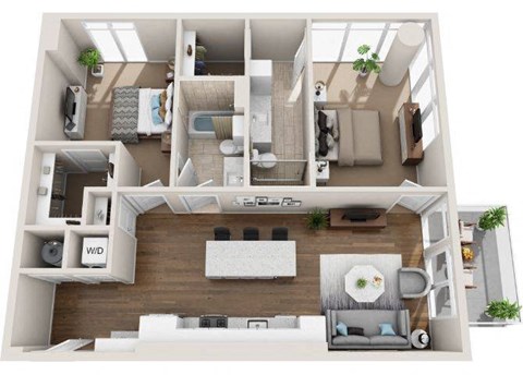 Floor plan for 2 beds, 2 baths, 1112 sqft