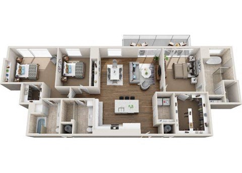 Floor plan for 3 beds, 3 baths, 1942 sqft