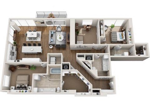 Floor plan for 3 beds, 3 baths, 2066 sqft