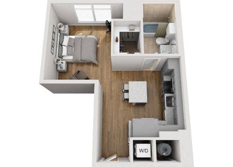 Floor plan for studio, 1 bath, 578 sqft