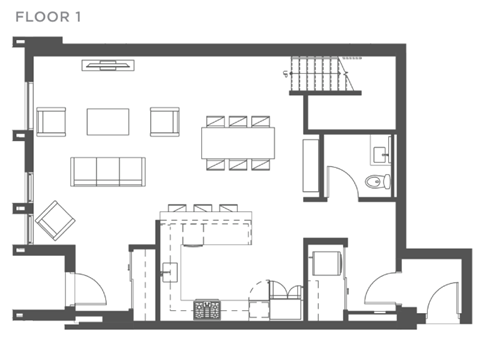 Floor plan for 2 beds, 2.5 baths, 1930 sqft
