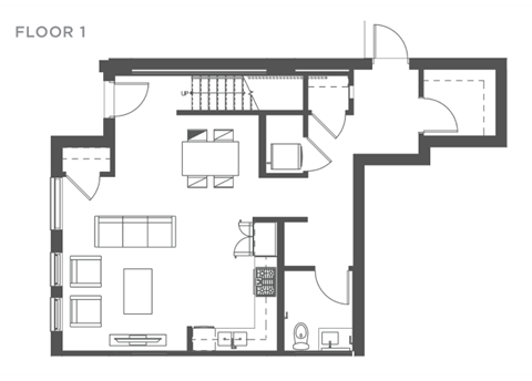 Floor plan for 2 beds, 2.5 baths, 1716 sqft