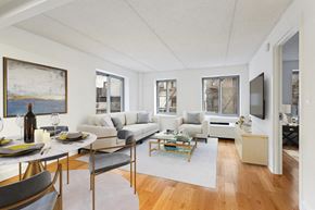 Brooklyn apartment for rent - a living room with a couch and a table