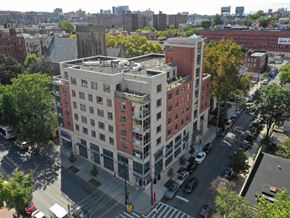 Bronx apartment for rent - an aerial view of a building in the city