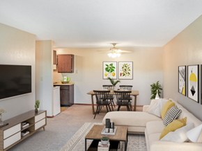 Sioux Falls apartment for rent - a living room with a couch and a dining room table