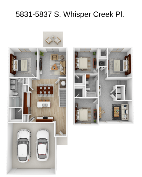 Floor plan for 4 beds, 2 baths, 1869 sqft