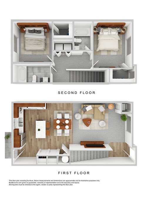 Floor plan for 2 beds, 2 baths, 1080 sqft