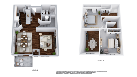 Floor plan for 2 beds, 2 baths, 1293 sqft
