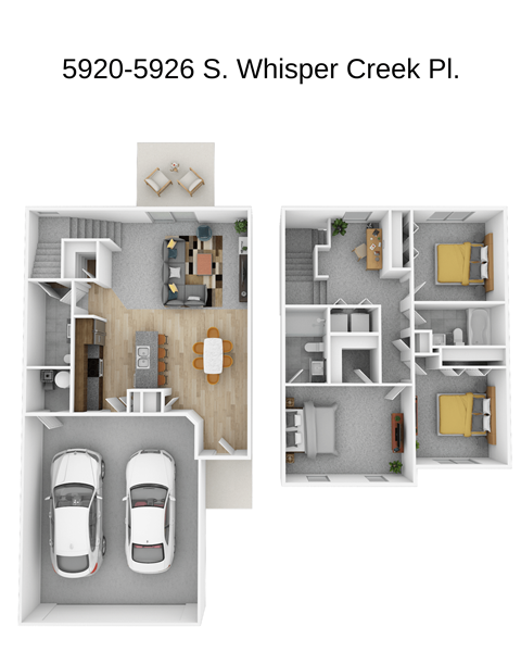 Floor plan for 3 beds, 2.5 baths, 1459 sqft