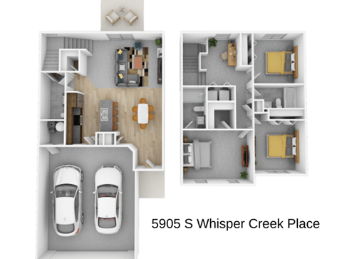 Floor plan for 3 beds, 2.5 baths, 1459 sqft