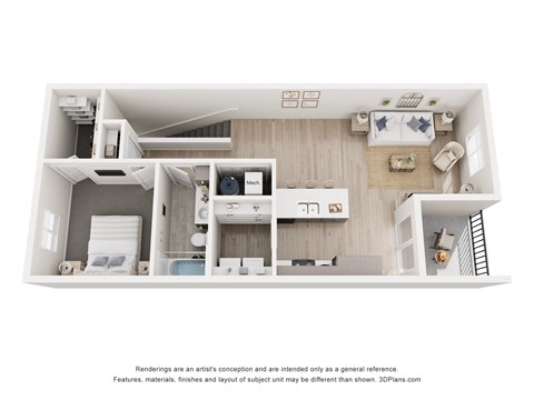 Floor plan for 1 bed, 1 bath, 808 sqft