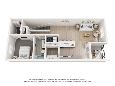 Floor plan for 1 bed, 1 bath, 808 sqft