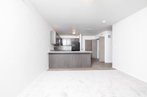 Mitchell apartment for rent - A kitchen with a counter and cabinets.