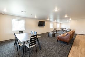 Sioux Falls apartment for rent - A conference room with a table, chairs, and a television.