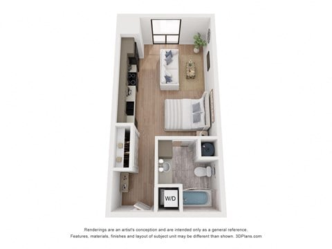 Floor plan for studio, 1 bath, 354 sqft