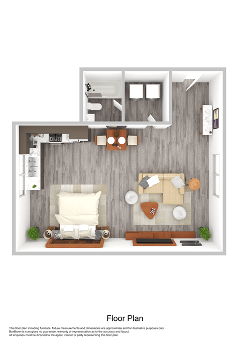 Floor plan for studio, 1 bath, 530 sqft