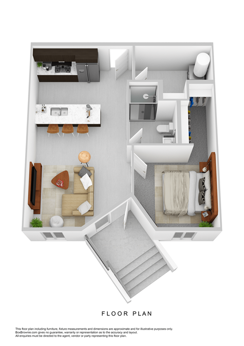 Floor plan for 1 bed, 1 bath, 680 sqft
