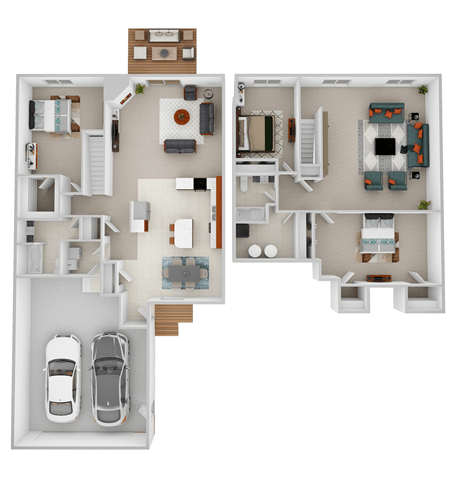 Floor plan for 3 beds, 2.5 baths, 2228 sqft