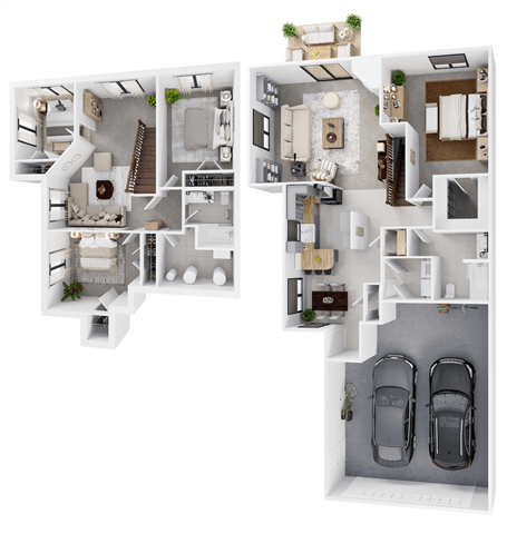 Floor plan for 4 beds, 3 baths, 1680 sqft