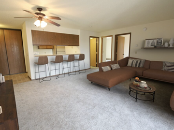 Sioux Falls apartment for rent - a living room with a couch and a bar