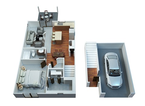 Floor plan for 1 bed, 1 bath, 818 sqft