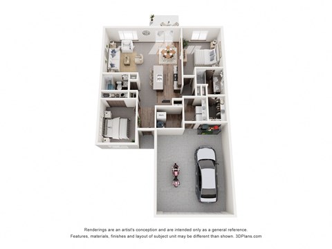 Floor plan for 2 beds, 2 baths, 1172 sqft