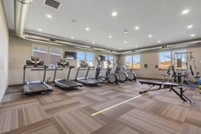Sioux Falls townhouse for rent - A gym with treadmills, elliptical machines, and weights.