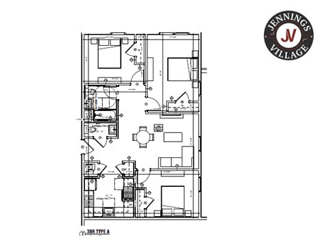 Floor plan for 3 beds, 1.5 baths