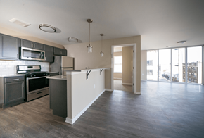 Newark apartment for rent - an empty kitchen and living room in an apartment